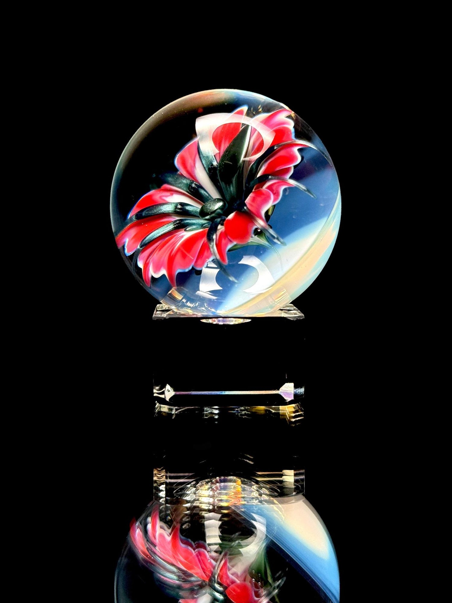 Florin Glass Lg Flower Spider Marble