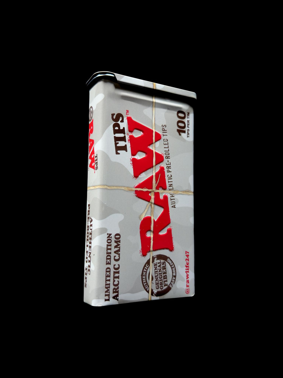 Raw Pre-Rolled Tips 100pk Arctic Camo Tin