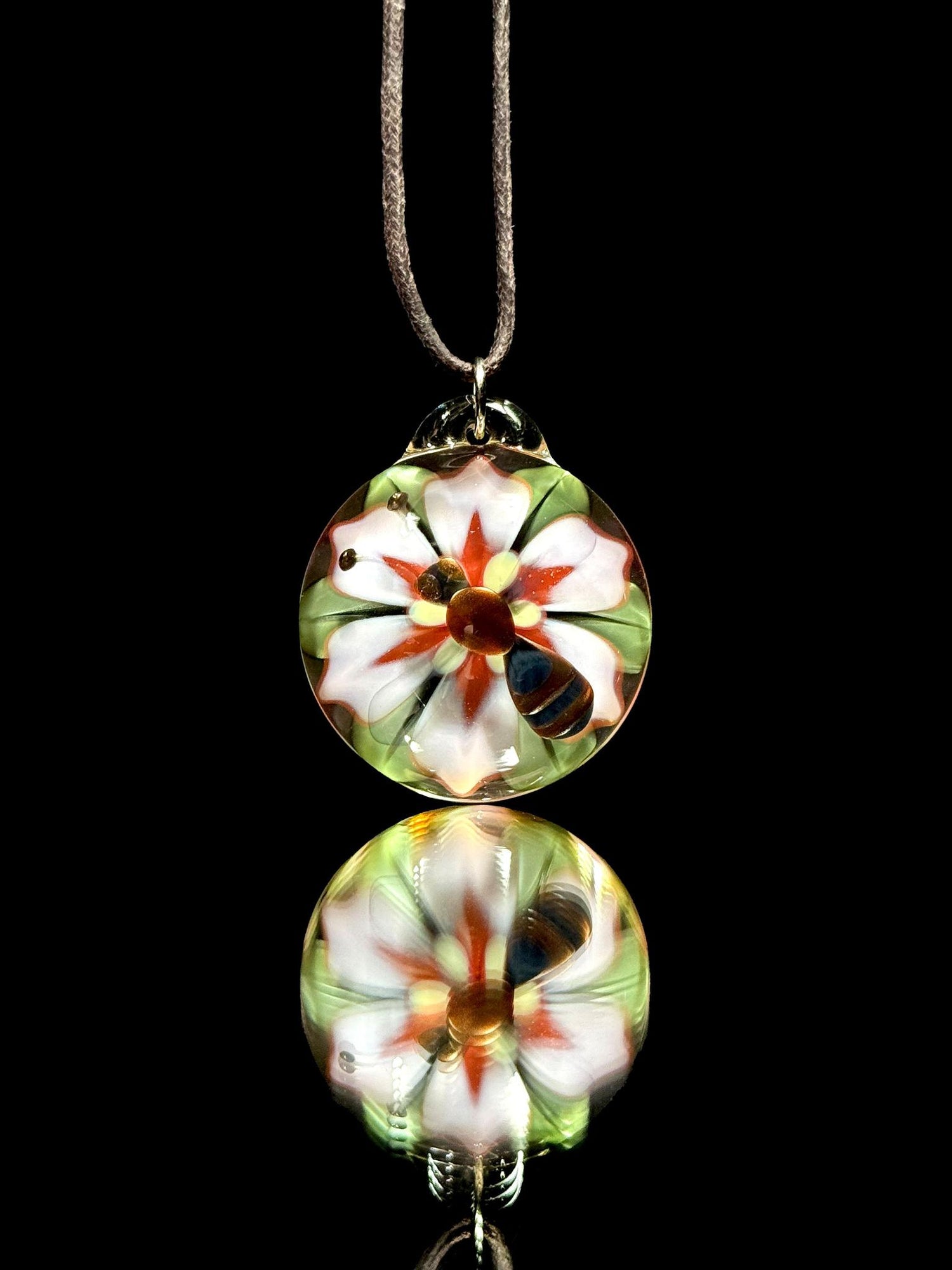 Florin Glass Bee Flower Pendant