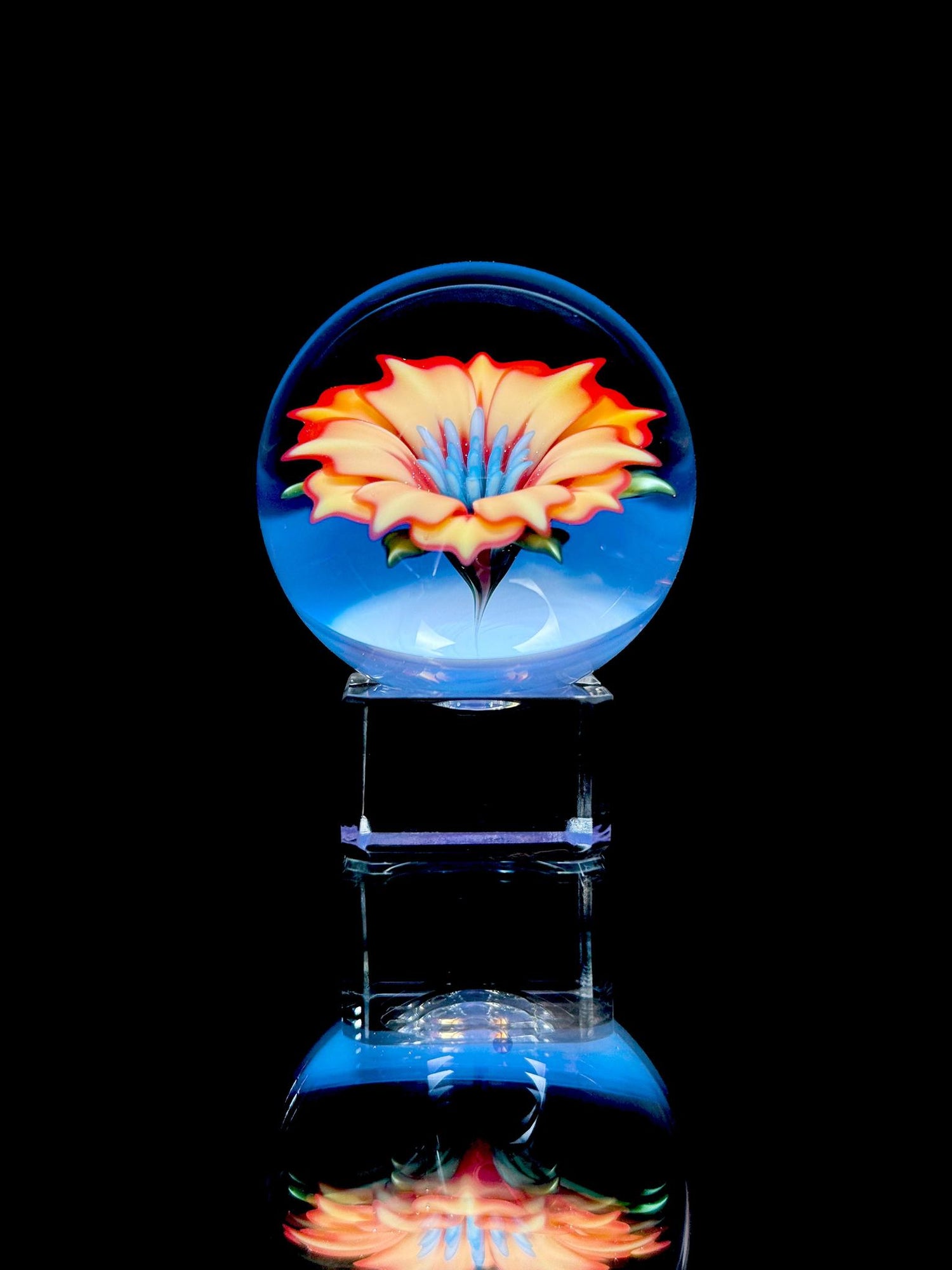 Florin Glass Lg Flower Marble