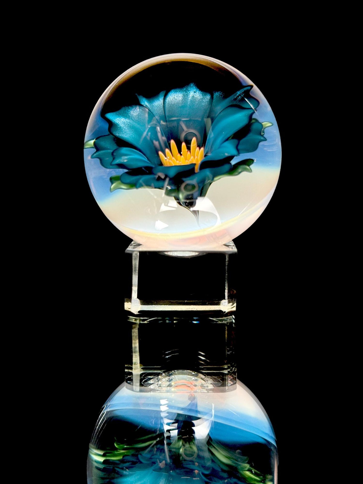 Florin Glass Lg Flower Marble