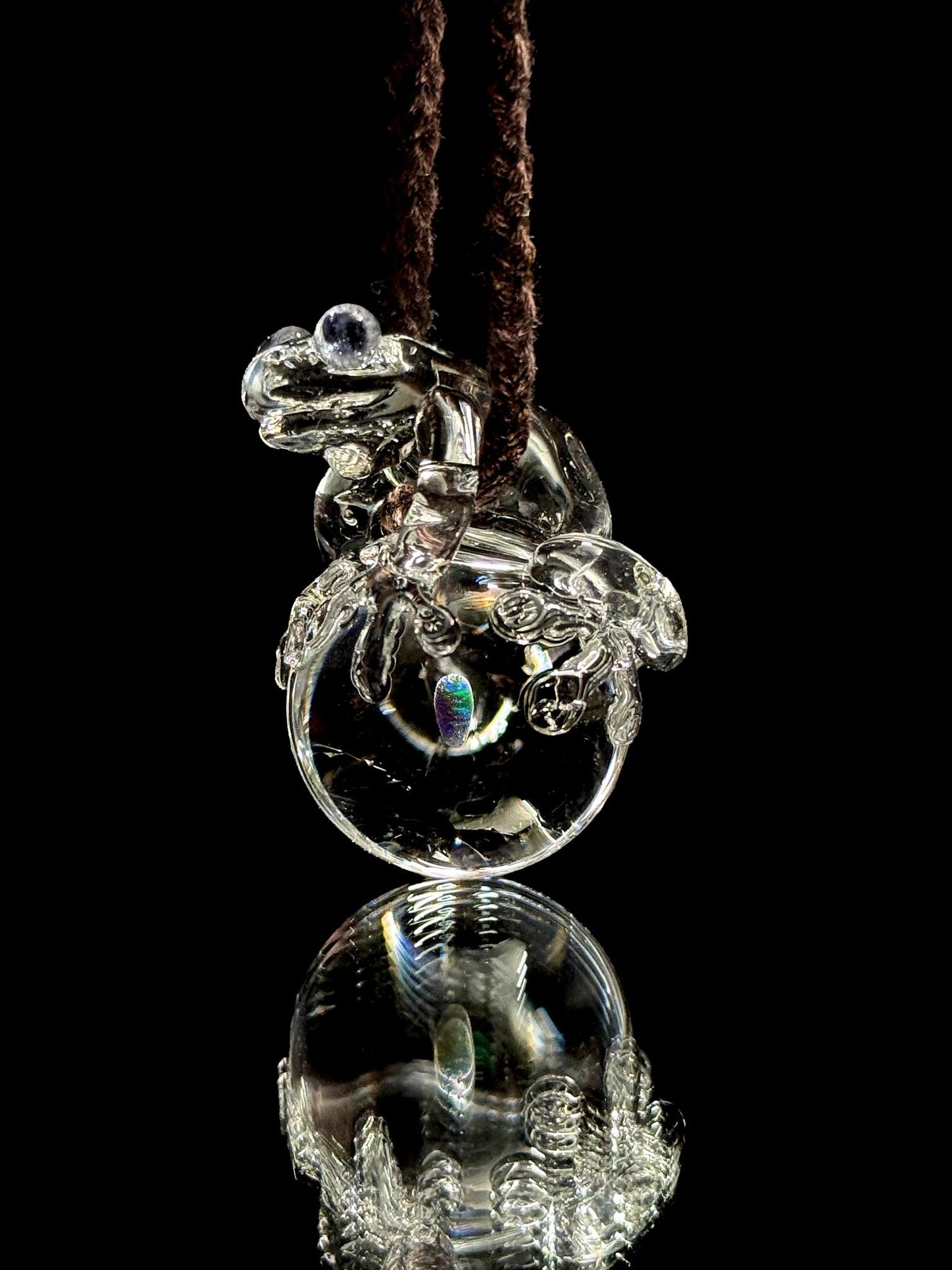 Kengtaro Glass Clear Frog Pendant