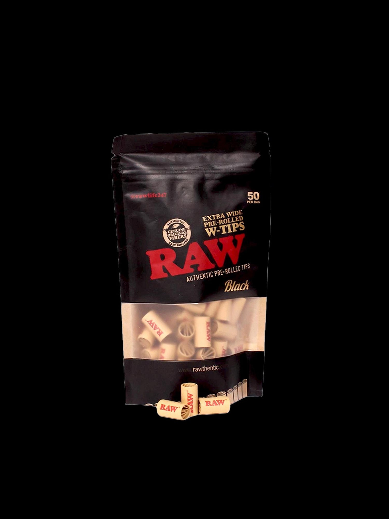 Raw Pre-Rolled Tips Black Extra Wide 50pk