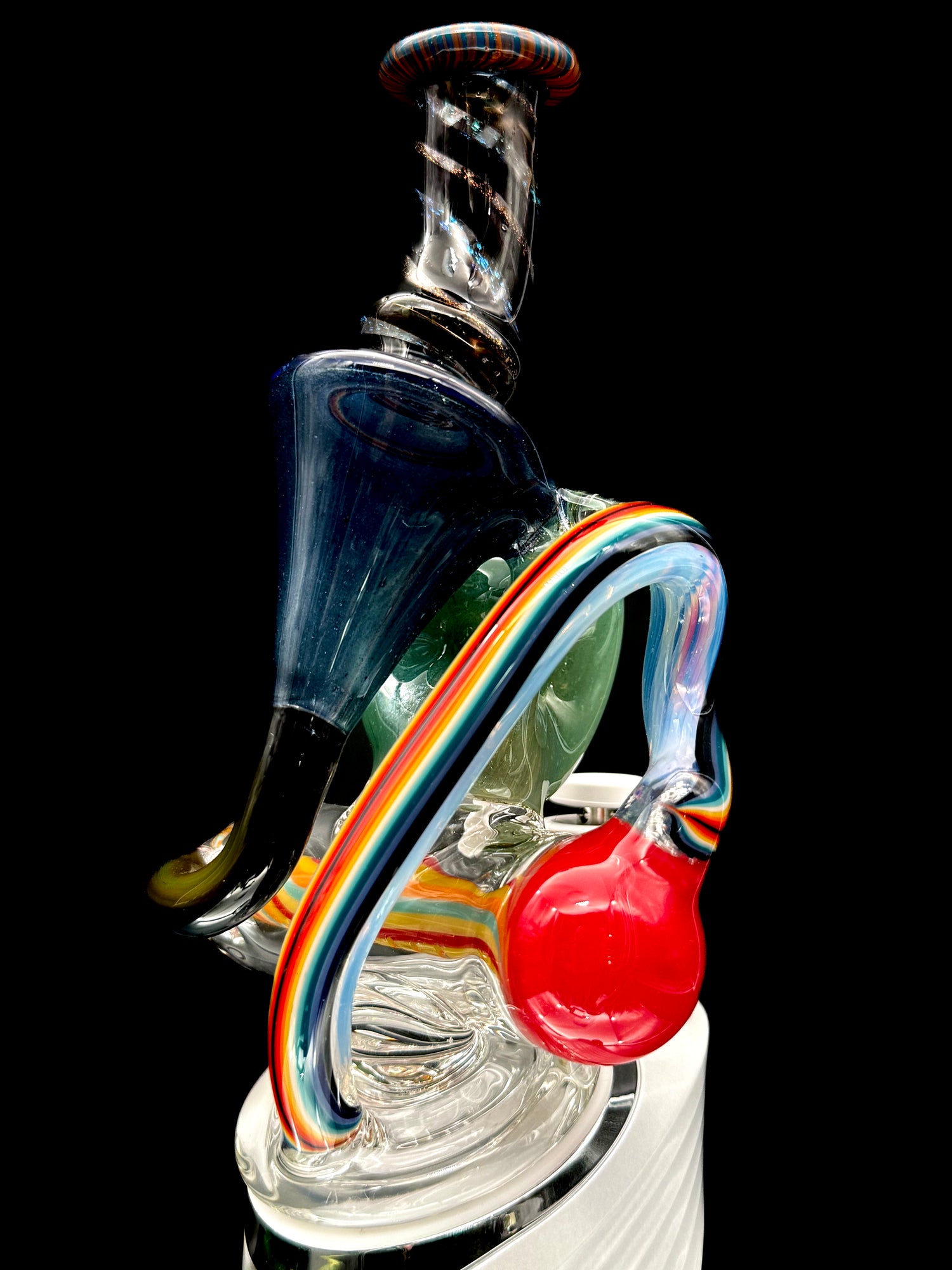 Ben Wilson Glass Worked Triple Donut Recycler Peak Top