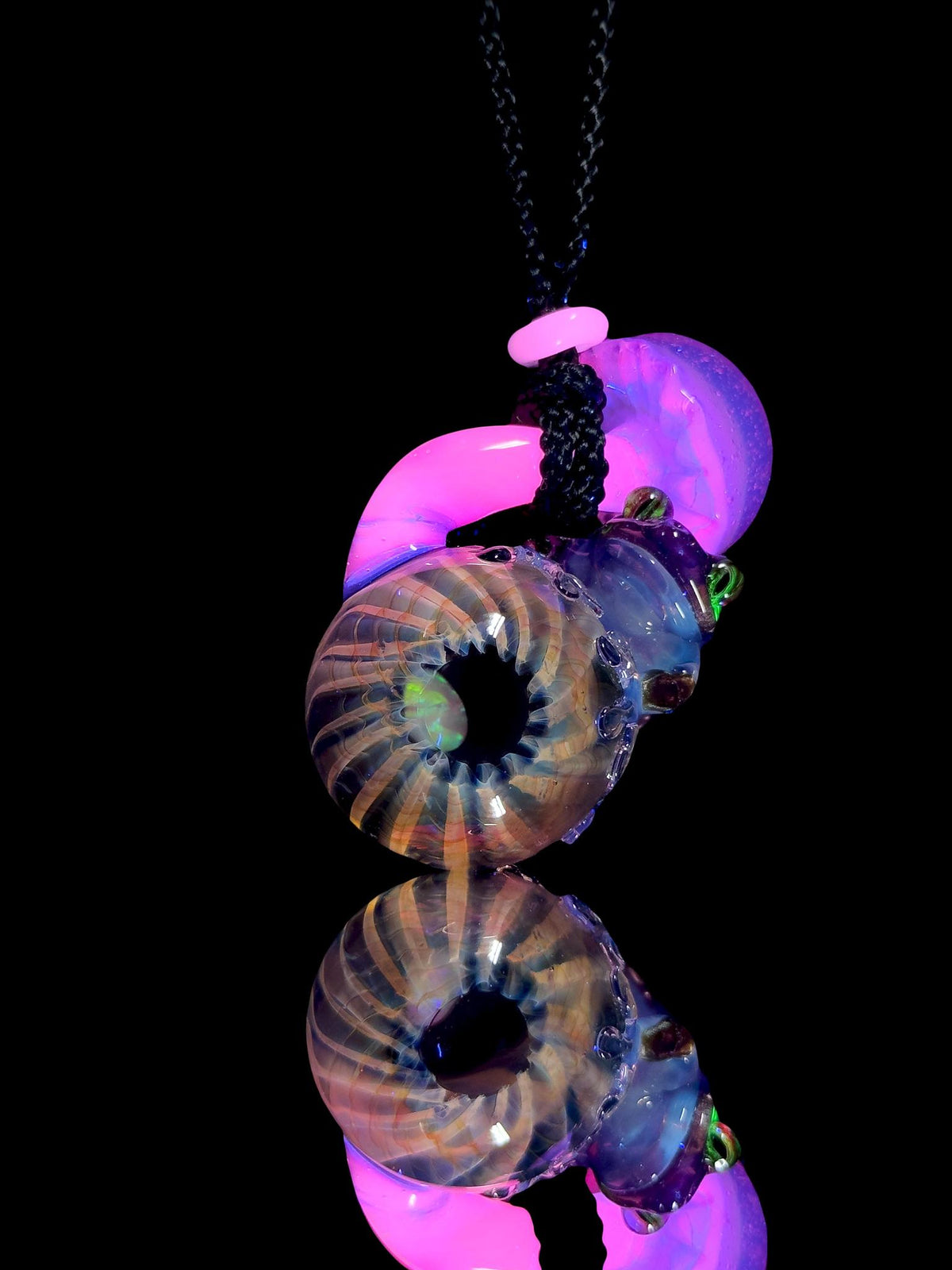 Kengtaro Glass Uv Mushroom Frog Pendant