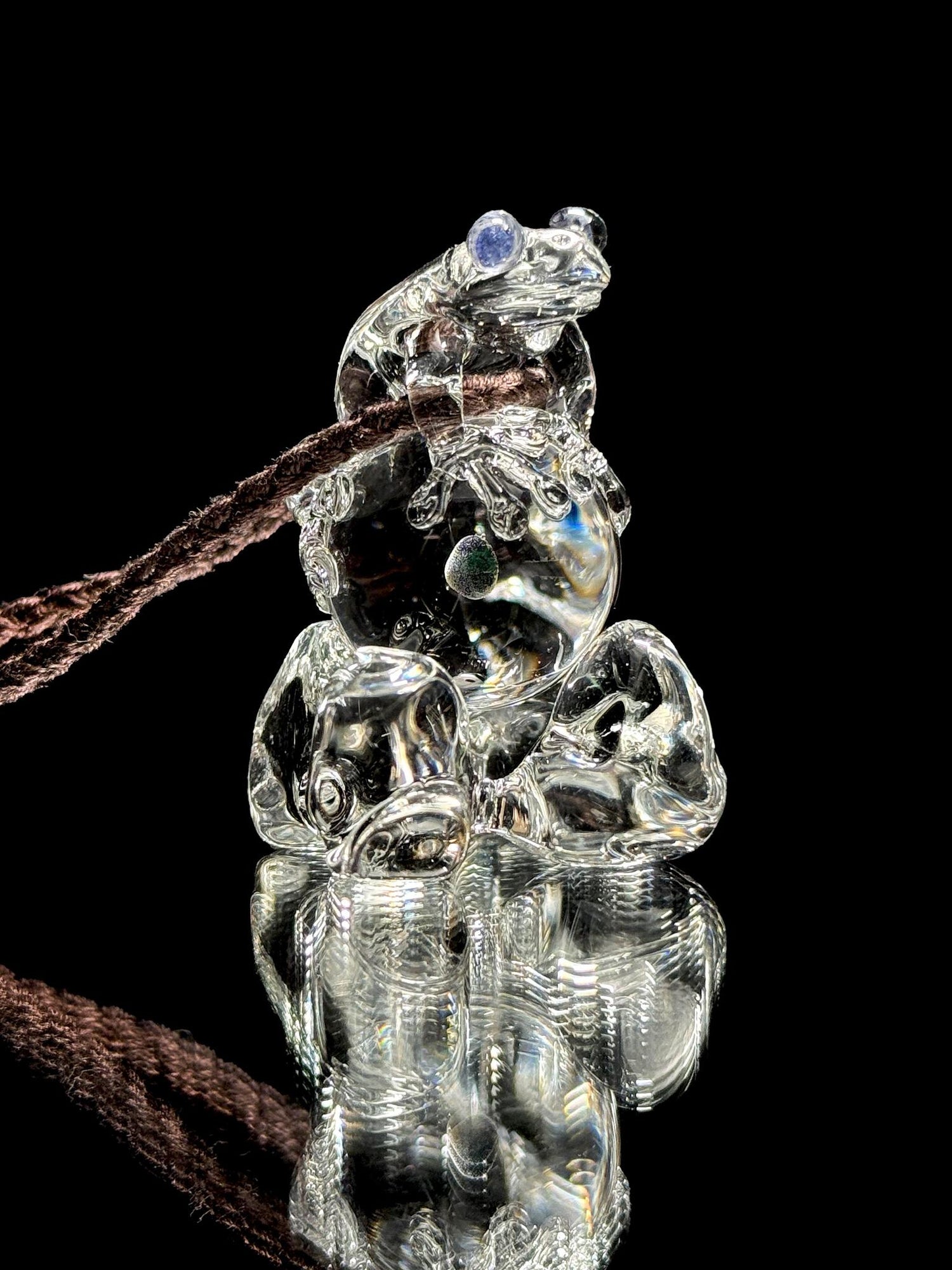 Kengtaro Glass Clear Frog Pendant