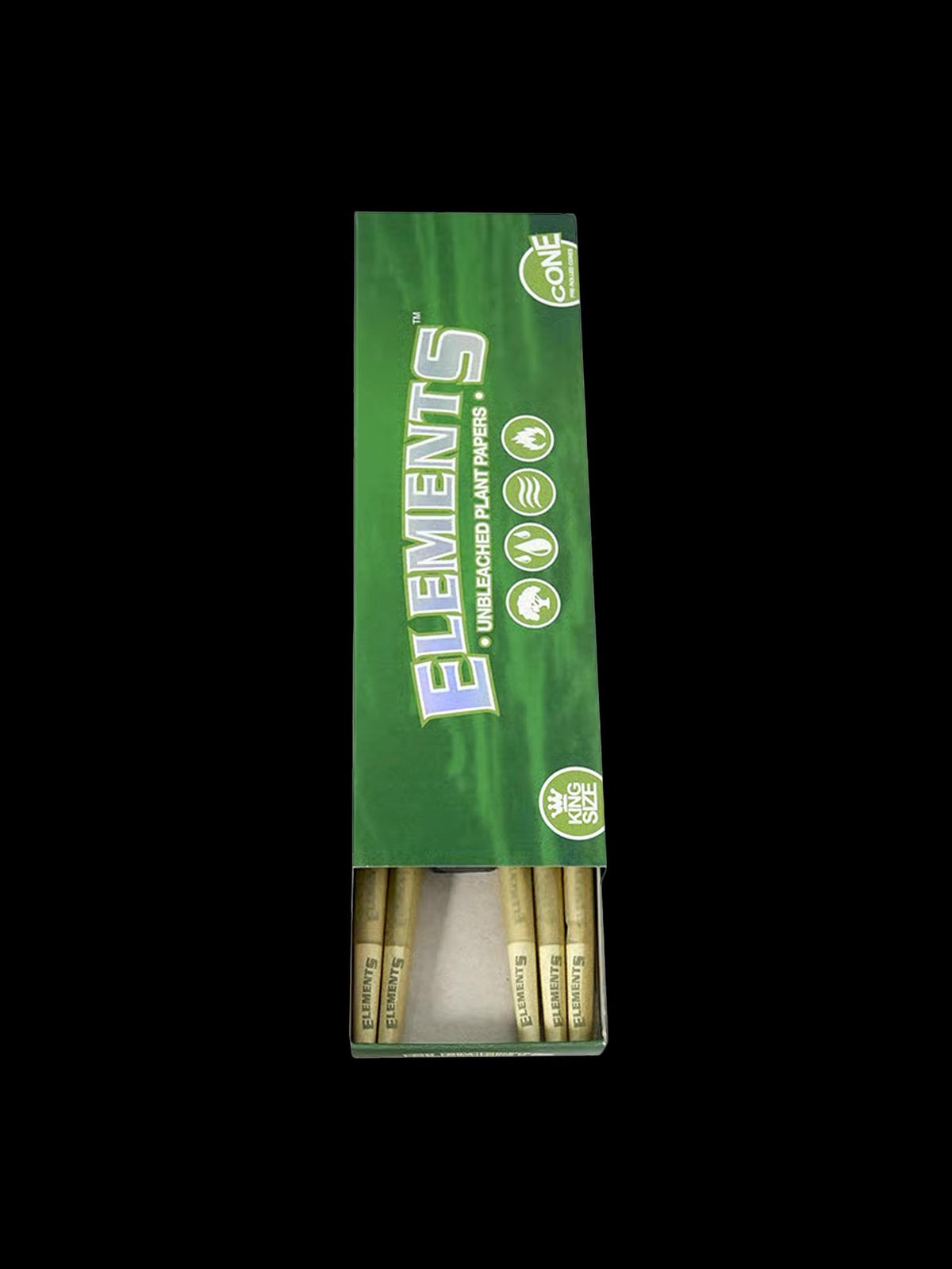 Elements Cones Green King Size 20pk