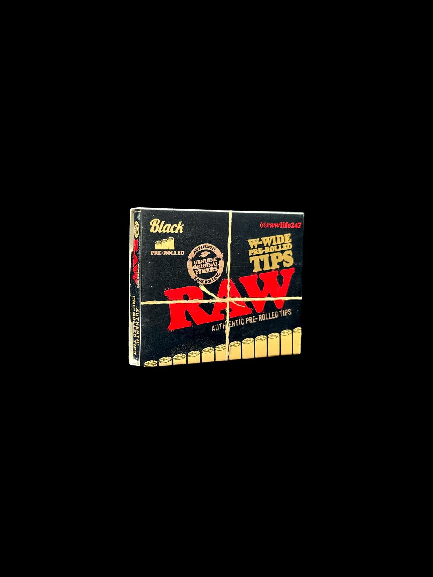 Raw Pre-Rolled Tips Black W-Wide 18pk